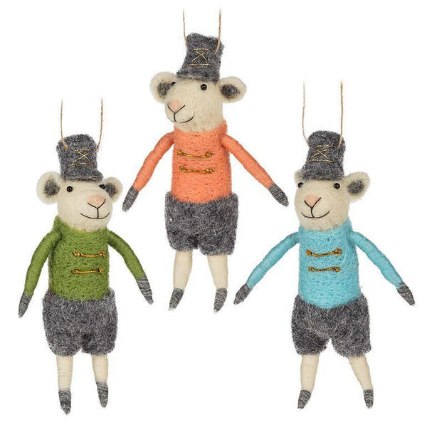 Abbott Hanging Wool Ornament - Soldier Mouse, Assorted