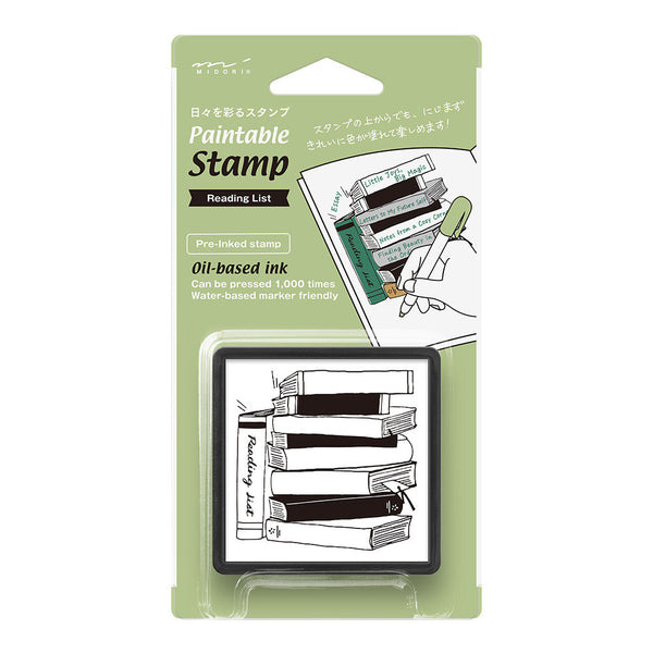 Midori Pre-inked Paintable Stamp - Reading List