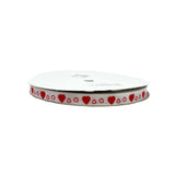 Tahl Satin Ribbon - White With Red Hearts