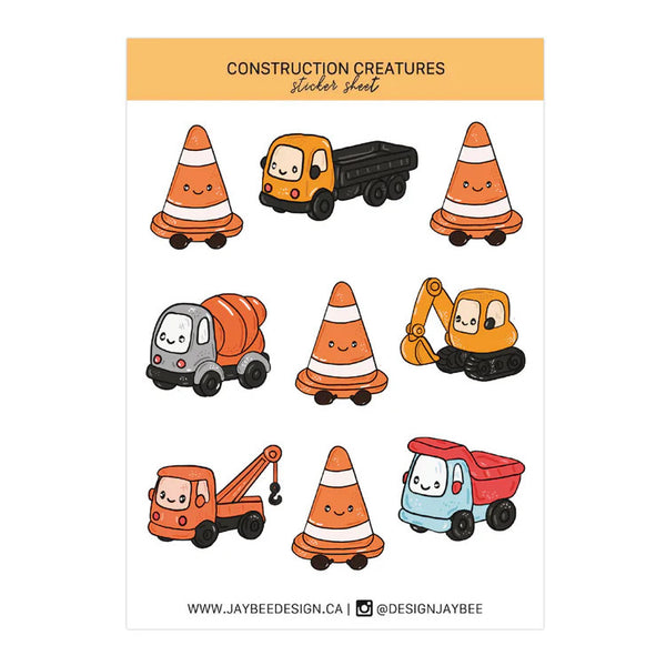 Jaybee Design Valentines Card Set 20pk Construction Vehicles