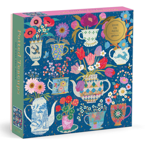 Galison 500pc Foil Puzzle - Potted Teacups
