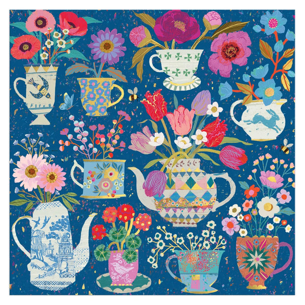 Galison 500pc Foil Puzzle - Potted Teacups