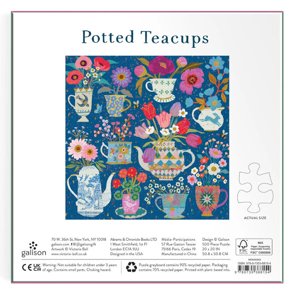 Galison 500pc Foil Puzzle - Potted Teacups