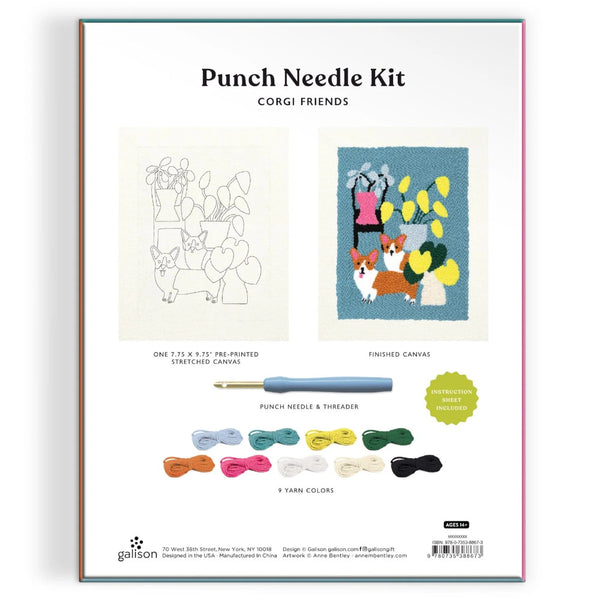 Galison Punch Needle Kit - Corgi Friends