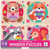 Mudpuppy Wood Puzzle Set Of 4 - Fur-Ever Friends
