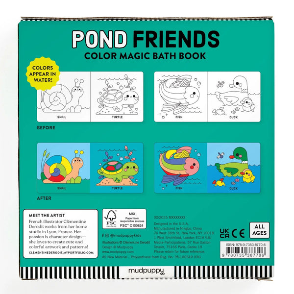 Mudpuppy Color Magic Bath Book - Pond Friends