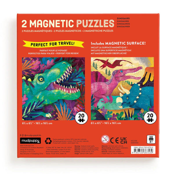 Mudpuppy Magnetic Puzzle Set of 2 - Dinosaurs Roar!