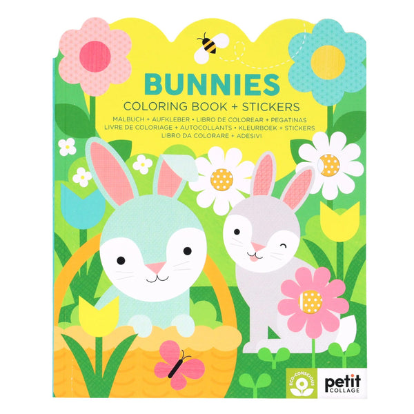 Petit Collage Bunnies Colouring Book + Stickers
