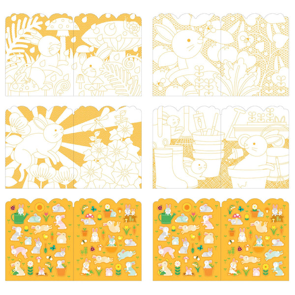 Petit Collage Bunnies Colouring Book + Stickers