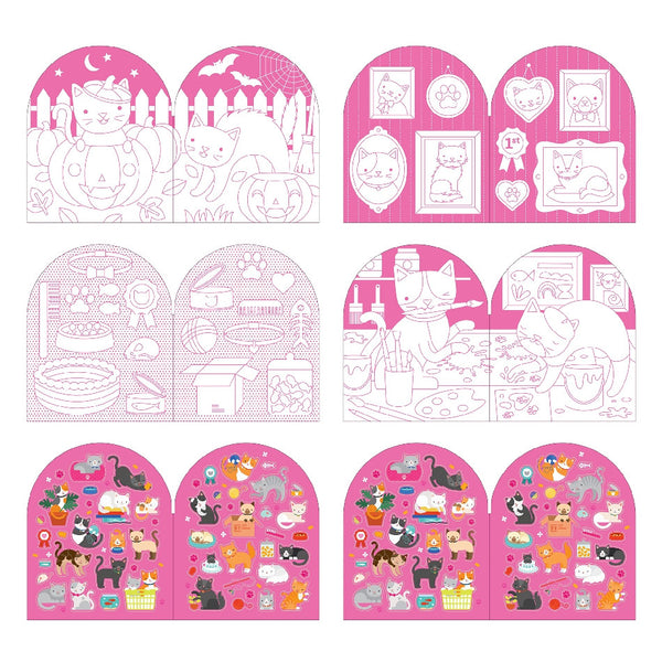 Petit Collage Colouring Book + Stickers - Cats