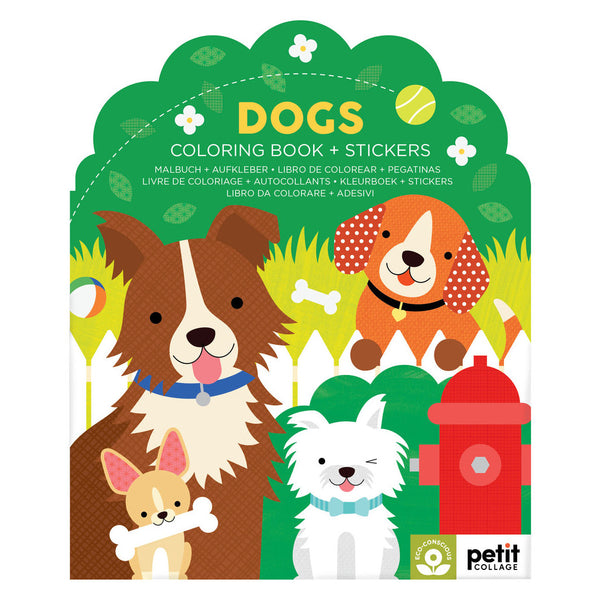 Petit Collage Colouring Book + Stickers - Dogs