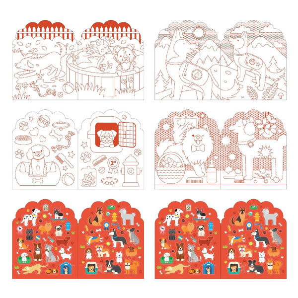 Petit Collage Colouring Book + Stickers - Dogs