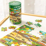 Petit Collage Spot the Difference 49pc Puzzle - Roads and Rails