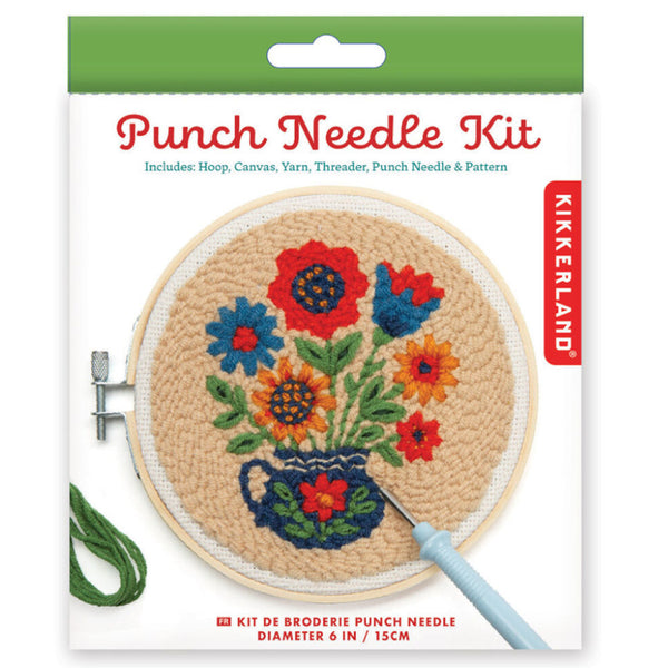 Kikkerland Mini Punch Needle Kit - Flower Bouquet
