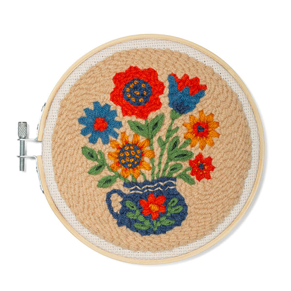 Kikkerland Mini Punch Needle Kit - Flower Bouquet