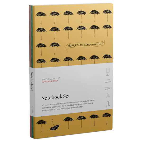 Pomegranate Notebook Set, A5 Lined 3pk Edward Gorey