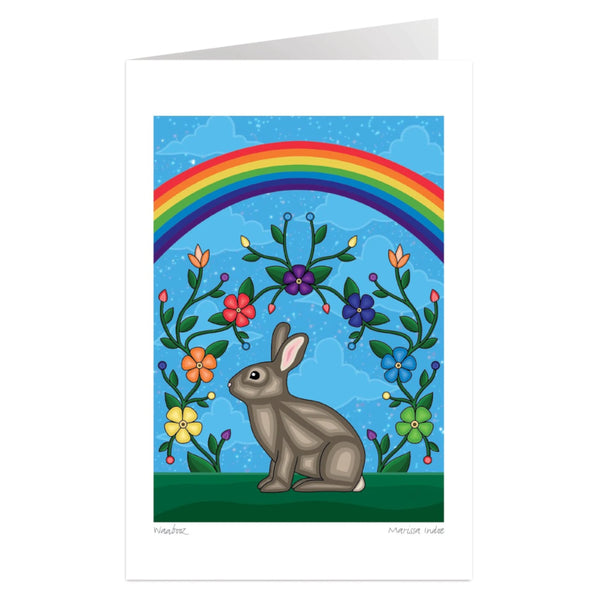 Indigenous Collection Greeting Card - Marissa Indoe: Waabooz (Bunny Rainbow)