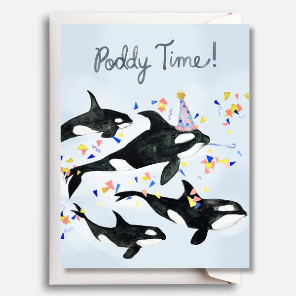 Sarah Duggan Greeting Card - Poddy Time Orcas