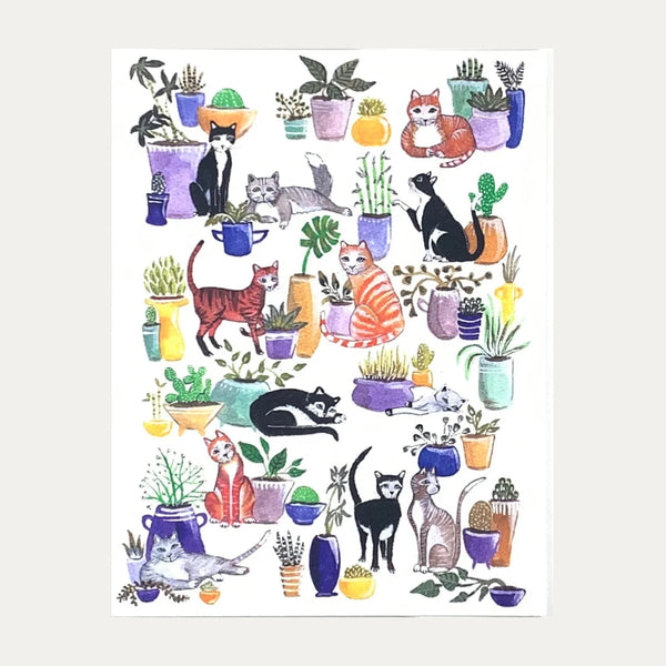 Sarah Duggan Greeting Card - Cats & Plants