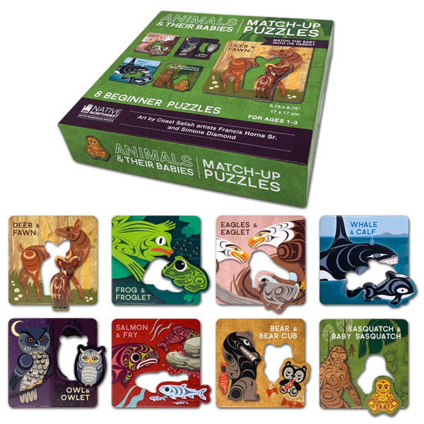 Native Northwest Matching Game - Animals & Their Babies