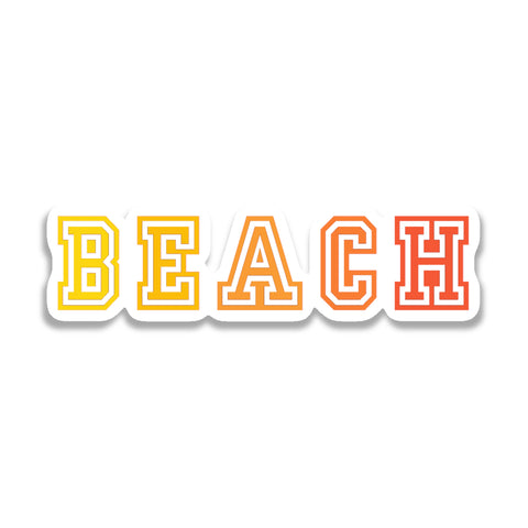 Forever Blue Vinyl Bumper Sticker: Beach - Yellow & Orange