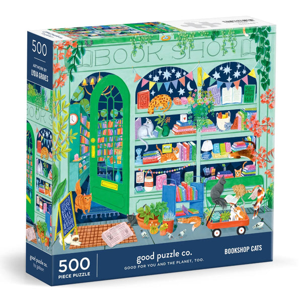 Galison Good Puzzle Co. 500pc Puzzle - Bookshop Cats