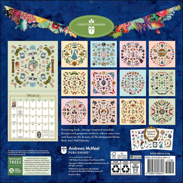 The Antiquarian 2027 Wall Calendar and Sticker Book