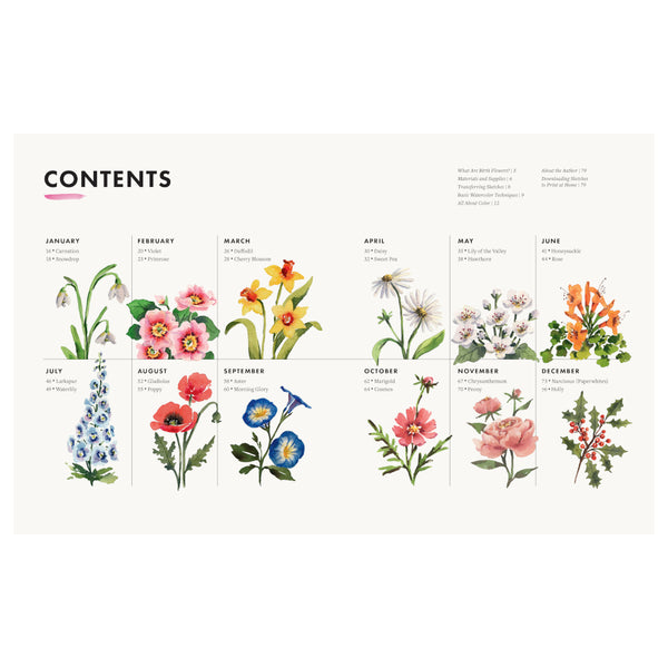 Walter Foster Birth Flowers in Watercolour