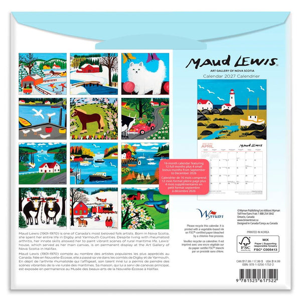Wyman 2027 Medium-Sized Calendar - Maud Lewis, AGNS Official