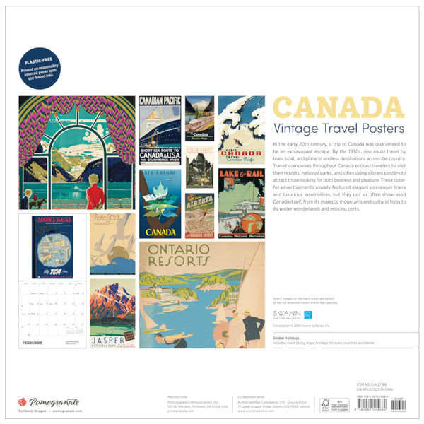 Pomegranate 2027 Wall Calendar - Canada: Vintage Travel Posters