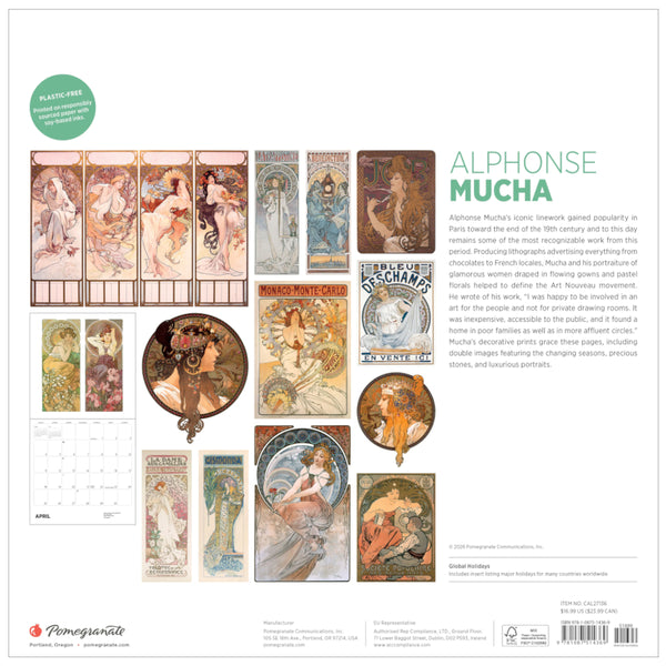 Pomegranate 2027 Wall Calendar - Alphonse Mucha