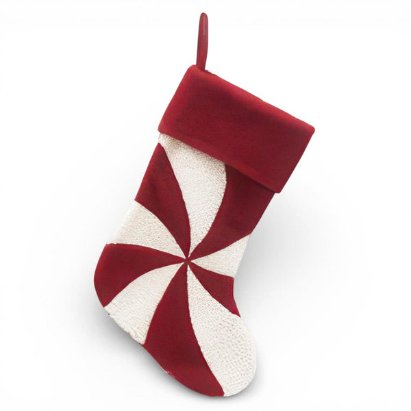 Deco Noel Holiday Stocking 20" Red & White Peppermint Swirl