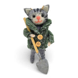 Deco Noel Holiday Ornament - Cat in Sweater with Shovel