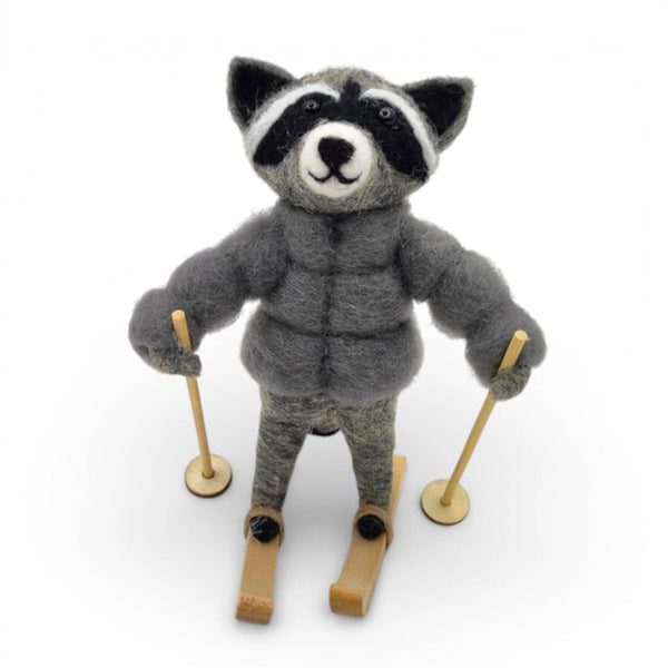 Deco Noel Holiday Ornament - Skiing Raccoon