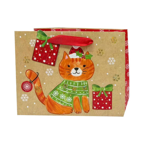 Paper Trendz Gift Bag, Medium - Xmas Cat