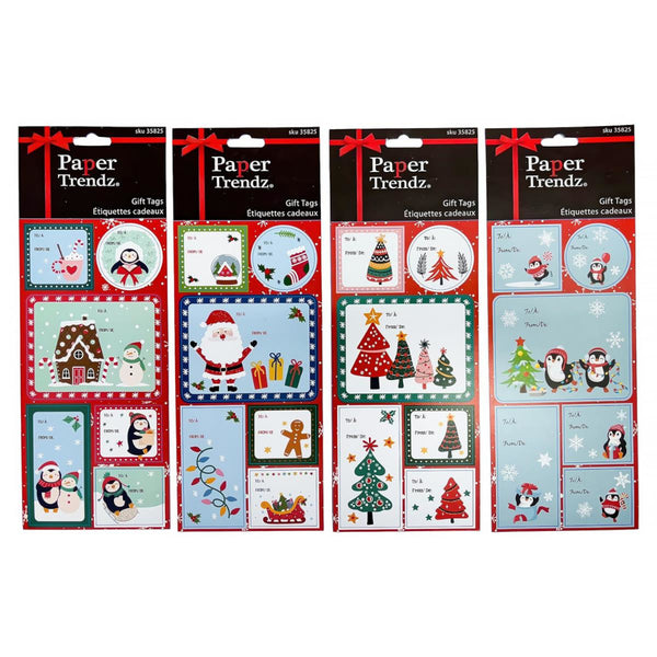 Paper Trendz Peel & Stick Gift Tags 24pk - Xmas Assortment