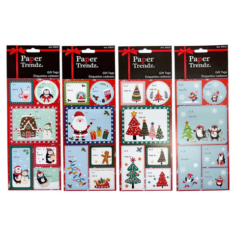 Paper Trendz Peel & Stick Gift Tags 24pk - Xmas Assortment