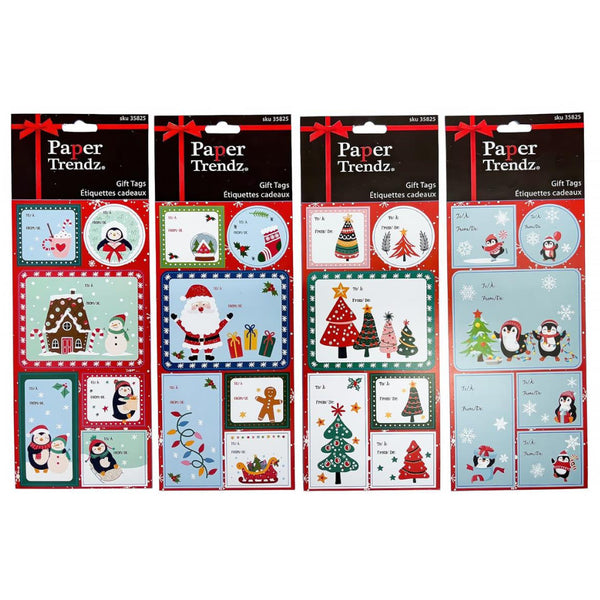 Paper Trendz Adhesive Holiday Gift Tags 24pk Christmas Icons, Assorted