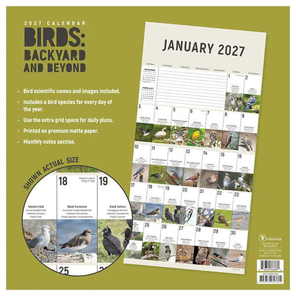 TF Publishing 2027 Wall Calendar - Birds: Backyard and Beyond