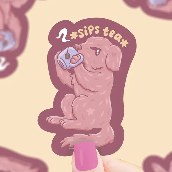 Turtle's Soup Vinyl Sticker - Sips Tea Puppy