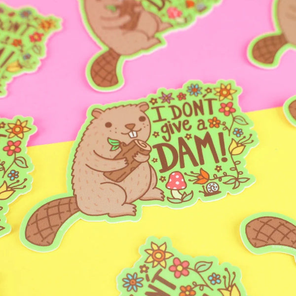 Turtle's Soup Vinyl Sticker - I Don't Give A Dam Beaver