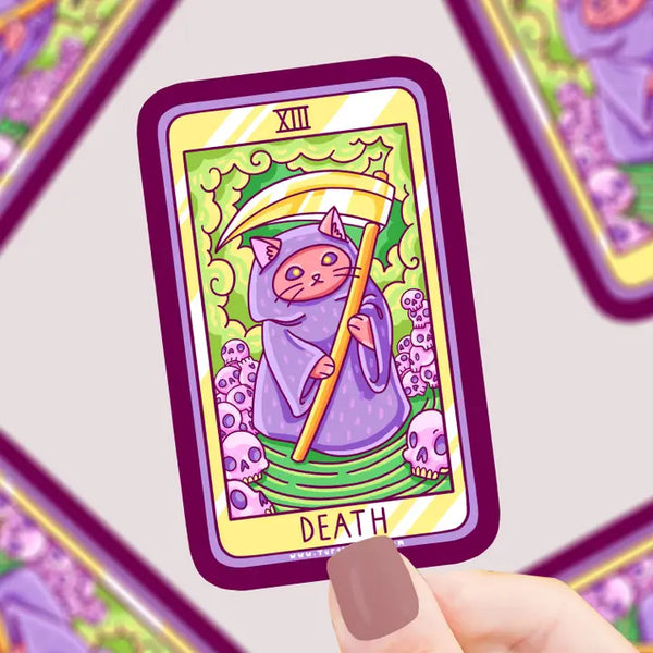 Turtle's Soup Vinyl Sticker - Death Cat Major Arcana Tarot Card