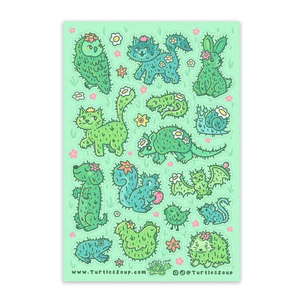 Turtle's Soup Vinyl Sticker Sheet - Cactus Critters