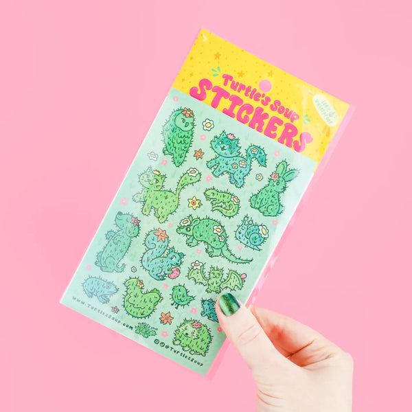 Turtle's Soup Vinyl Sticker Sheet - Cactus Critters