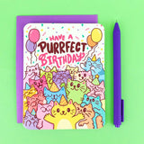 Turtle Soup Greeting Card - Have A Purrfect Birthday Cat