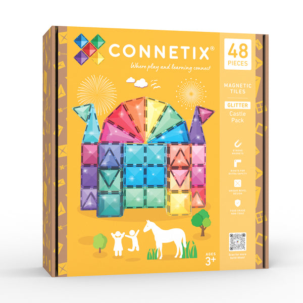 Connetix Magnetic Tile Playset - 48pc Glitter Castle