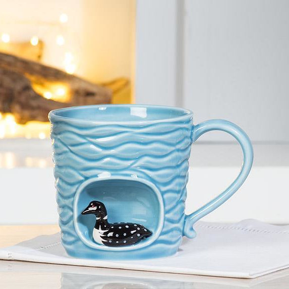 Abbott Stoneware Mug - Wavy Mug with Loon