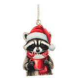 Abbott Hanging Mental Ornament - Raccoon in Santa Hat