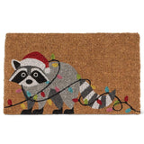 Abbott Coir Doormat - Holiday Raccoon With Lights