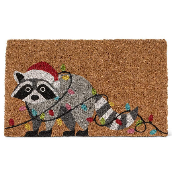 Abbott Coir Doormat - Holiday Raccoon With Lights